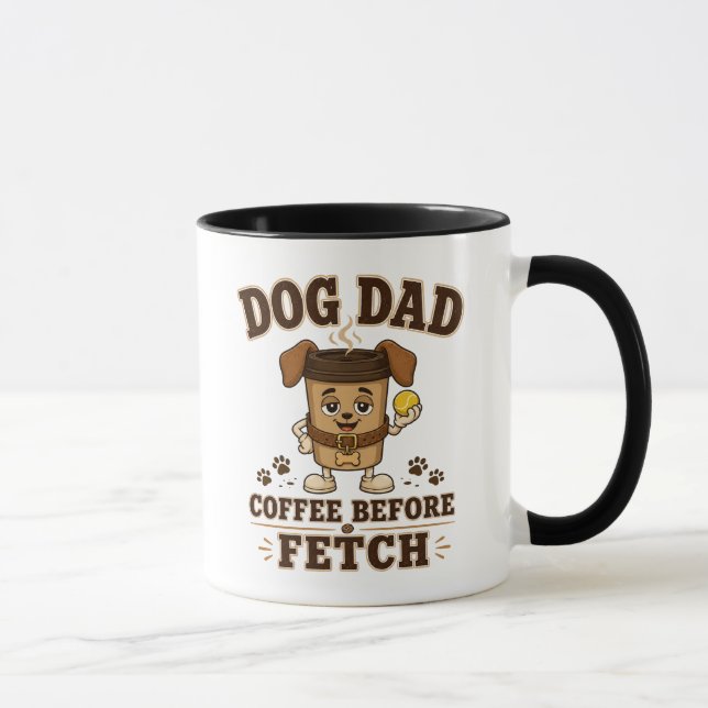 Mug Café pour papa chien avant de récupérer drôle noir (Droite)