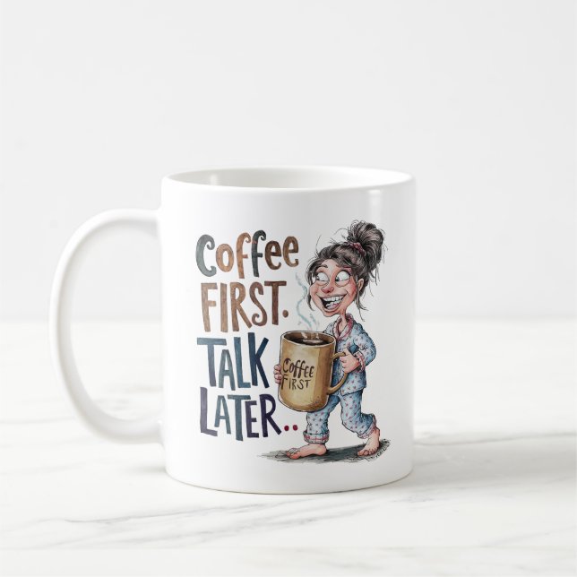 Mug Café Première présentation plus tard drôle Femme M (Gauche)