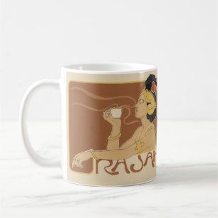 Mug Café Rajah Art Nouveau vintage, Dame avec café