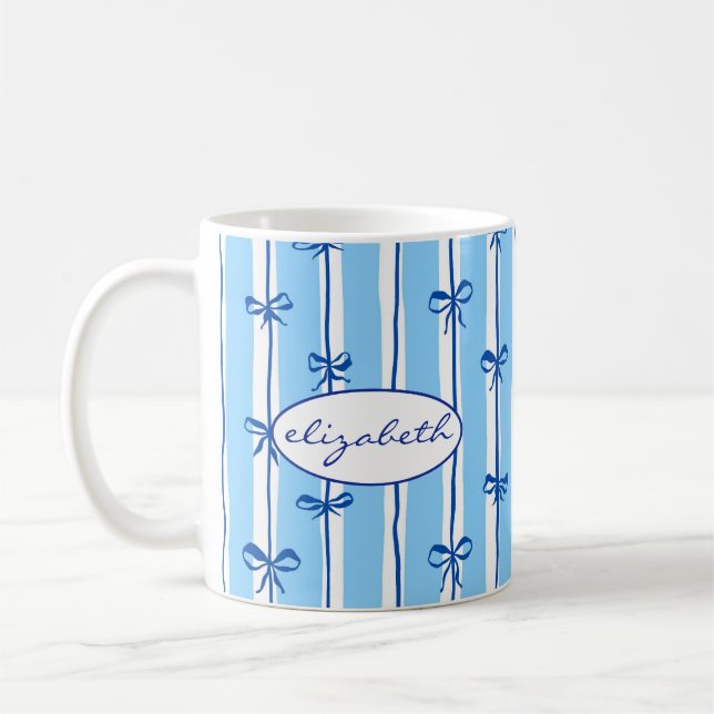 Mug Café rayures arc-en-ciel nom personnalisé mign (Gauche)