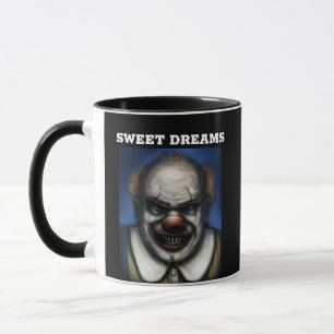 MUG CAFE REVES DOUX ART CLOWN EFFRAYANT MÉCHANT