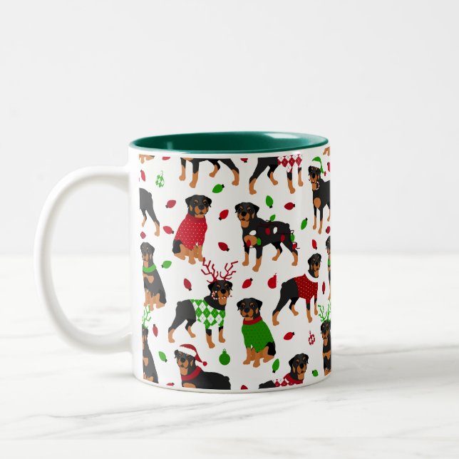 Mug café Rottweiler de Noël (Gauche)