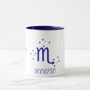Mug Café Scorpion Signe du zodiaque Typographie Bleue