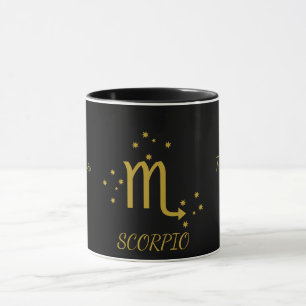 Mug Café simple Scorpion noir et or Zodiaque