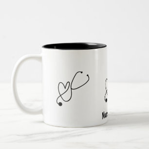 Mug Café Stéthoscope Cœur Infirmière Nom Personnal