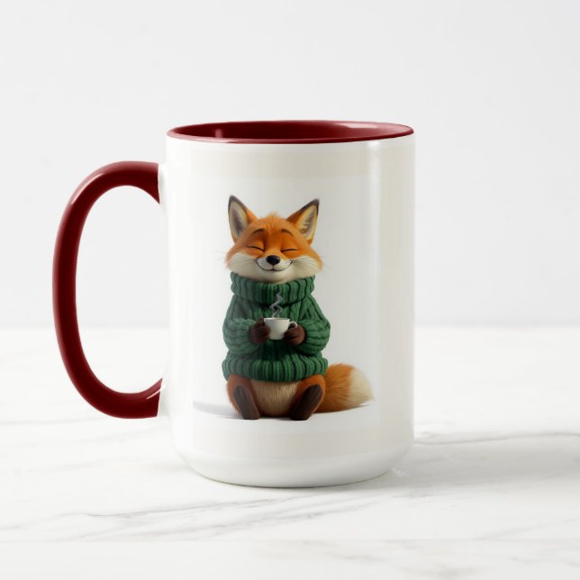 Mug Café Tasse de thé Mignonne Renard Rouge Pull C (Gauche)