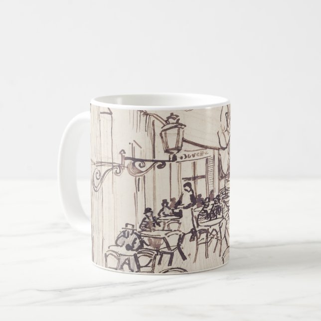 Mug Café Terrasse en soirée, Dessin d'art, Van Gogh (Devant gauche)