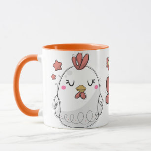 Mug Café tiré par la main rustique mignon de poulets
