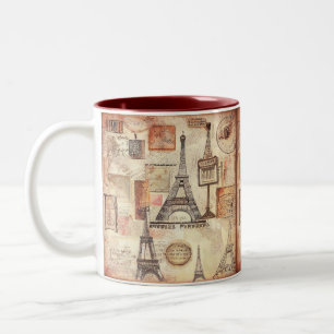 Mug Café Tour Eiffel de Paris Vintage Bicolore
