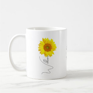 Mug café tournesol en céramique avec nom et initia