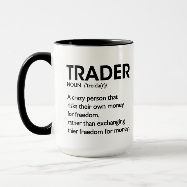 Mug Café Trader, Définition Trader Bourse Jour (Gauche)