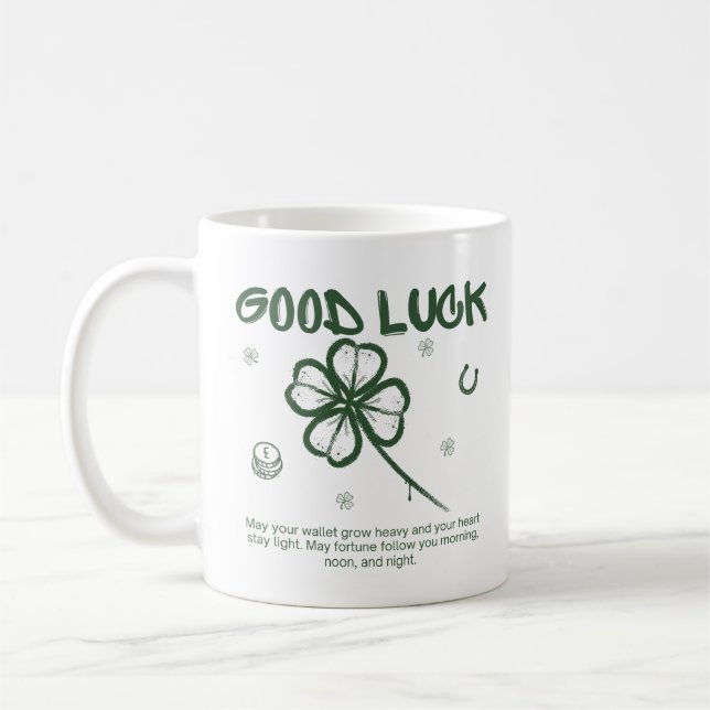 Mug Café Trèfle à Quatre Feuilles Bonne Chance (Gauche)