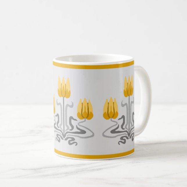 Mug café Trio Art Nouveau Jaune Tulip (Devant droit)