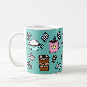 Mug Café turquoise et rose mignon