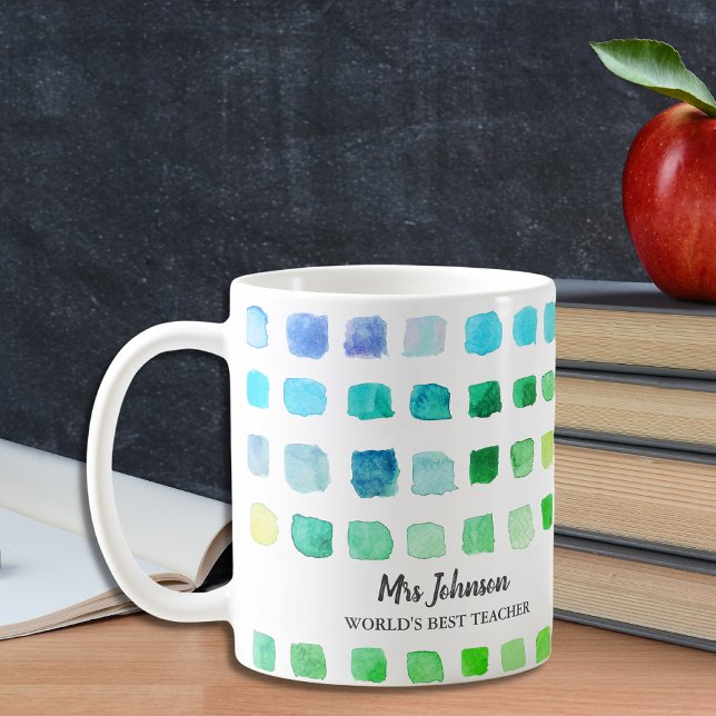 Mug café vert de l'enseignant personnalisé (Créateur téléchargé)