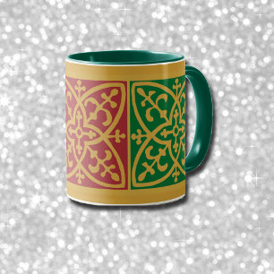 Mug café vert et rouge de vacances