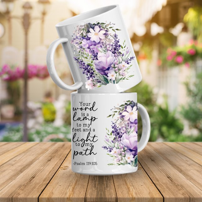 Mug Café Votre Parole Est Une Lumière Verset Bibli (Bible verse floral mugs)