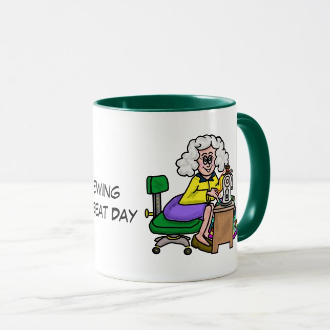 Mug Caféine + Bouge de café à coudre (Devant droit)