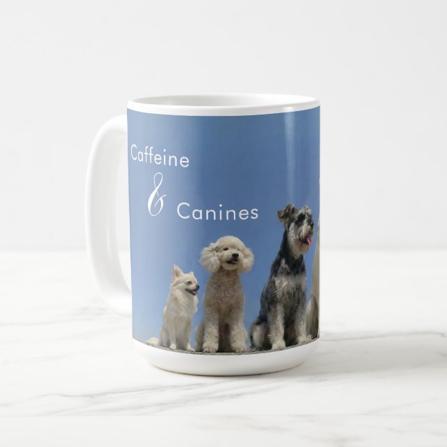 Mug Caféine & Canidés. | Café Amusant pour Amateurs de (Devant gauche)