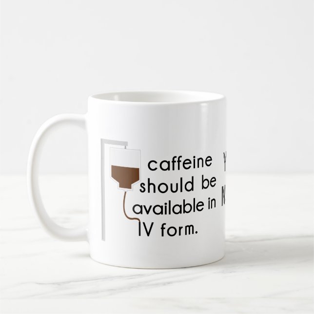 Mug caféine en IV, humour d'infirmière (Gauche)