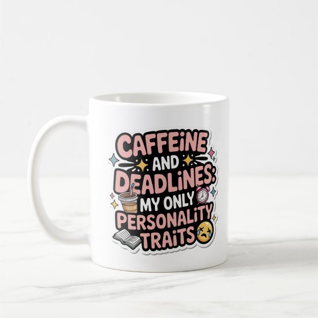 Mug Caféine et Dates Limites : L'épuisement Kawaii de  (Gauche)