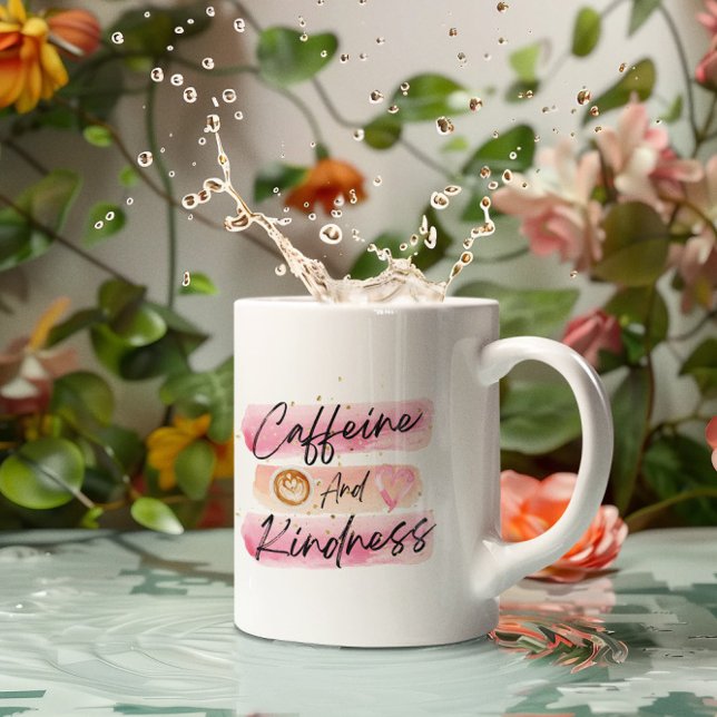 Mug Caféine et Gentillesse Art du Café Rose (Créateur téléchargé)