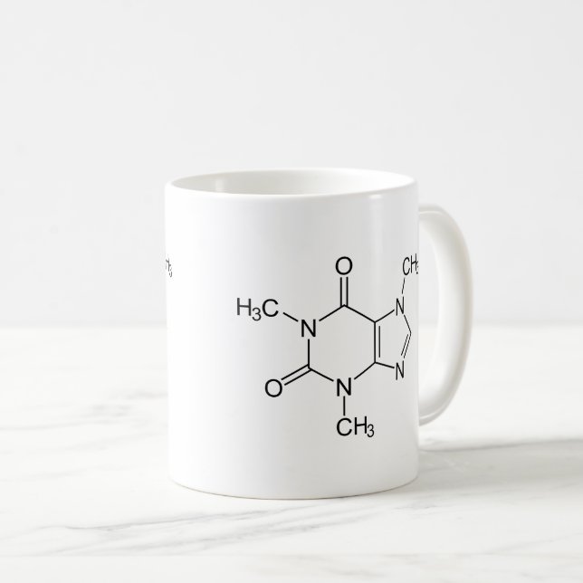 Mug Caféine Molécule Chimie Café Atomes (Devant droit)