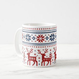 Mug Cafetière de Noël Renne Nordique Tricotée de Fêtes