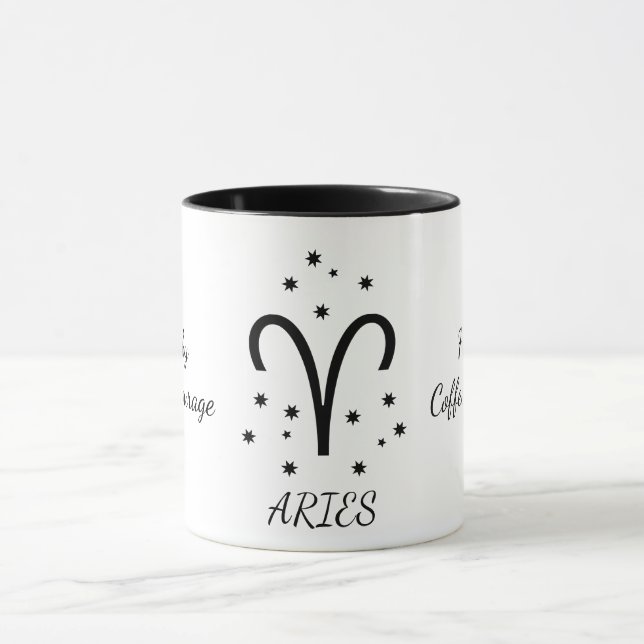 Mug Cafetière simple typographie Bélier Zodiaque (Centre)