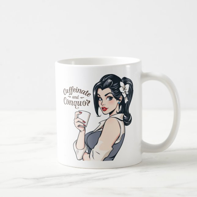 Mug Caffeinate et conquérir Glamour rétro (Droite)