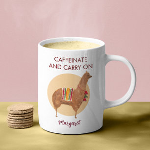 Mug Caffeinate Porte Sur Llama Alpaca Animal Dessiné À