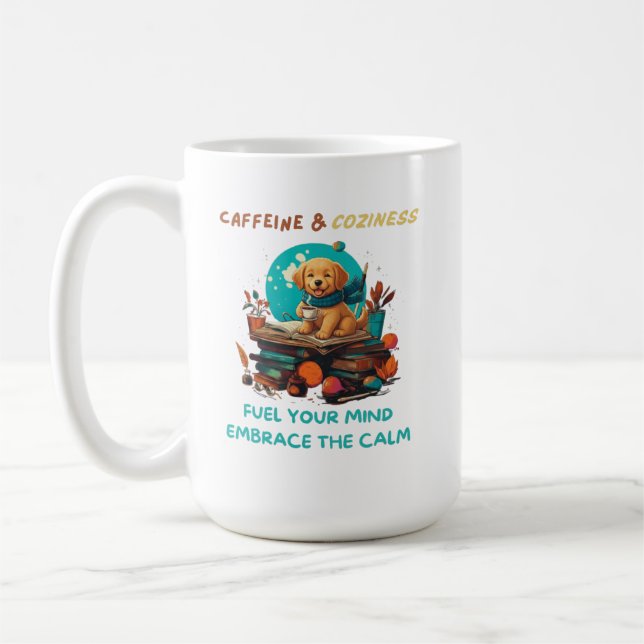 Mug Caffeine & Coziness Golden Retriever Book (Gauche)