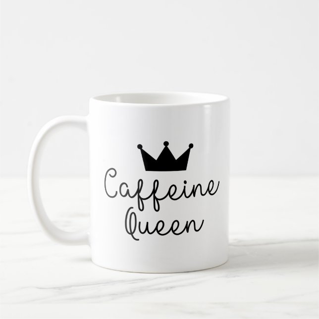 Mug Caffeine Queen Couronne minimaliste minimaliste mi (Gauche)
