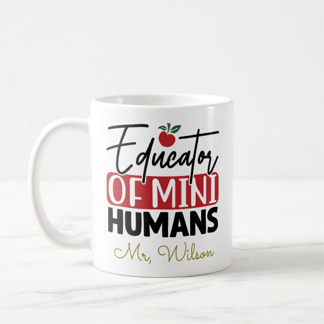 Mug Cahier d'éducateur de mini-humains – Prof drôle  (Gauche)