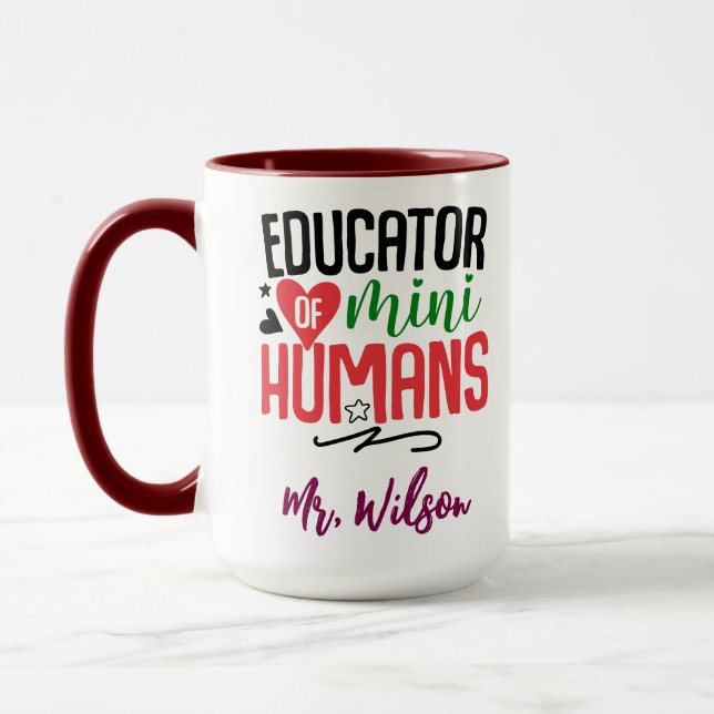 Mug Cahier d'éducateur de mini-humains – Prof drôle  (Gauche)