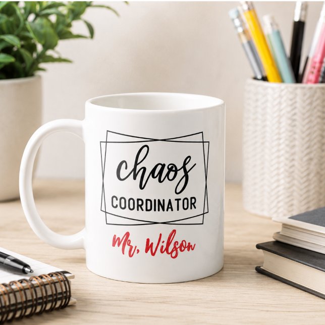 Mug Cahier du coordinateur de chaos – Citation drôle d (Chaos Coordinator Notebook – Funny Teacher Quote Coffee Mug)