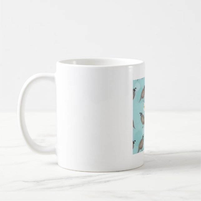Mug Caille de Californie avec motif à fleurs (Gauche)
