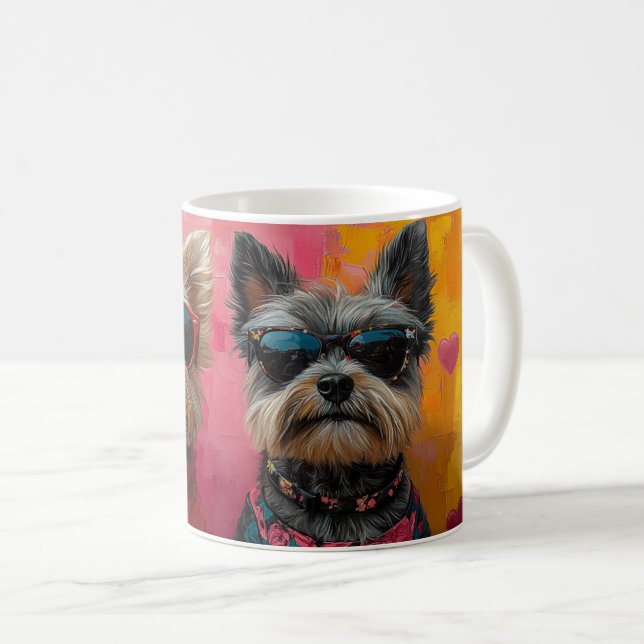 Mug Cairn Terrier avec coeur Roses Saint Valentin (Devant droit)