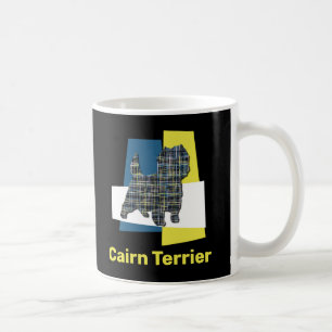 Mug Cairn Terrier Chien Jaune & Black Grid Line Café