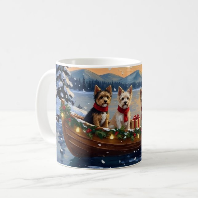 Mug Cairn Terrier Noël Bateau Fêtes (Devant gauche)