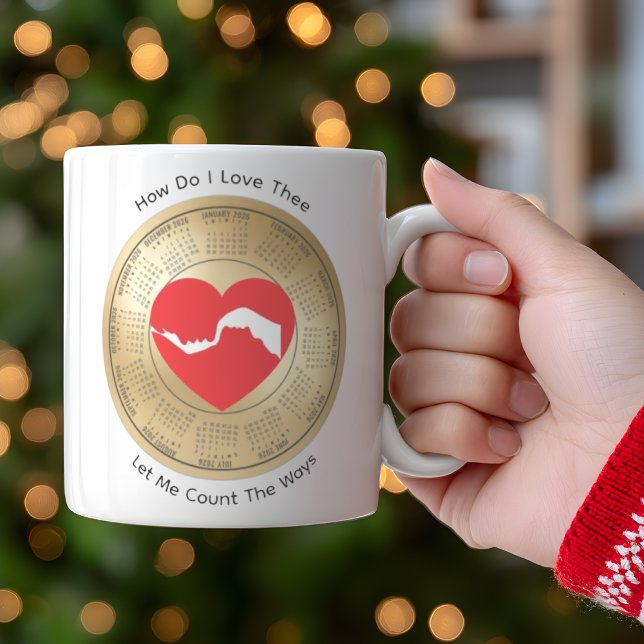 Mug Calendrier 2026 Amoureux 'Comment t'aime-je Café' (Créateur téléchargé)