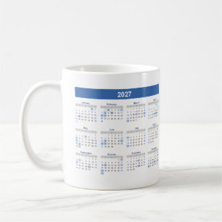 Mug Calendrier 2027 par mois Maison École Bureau