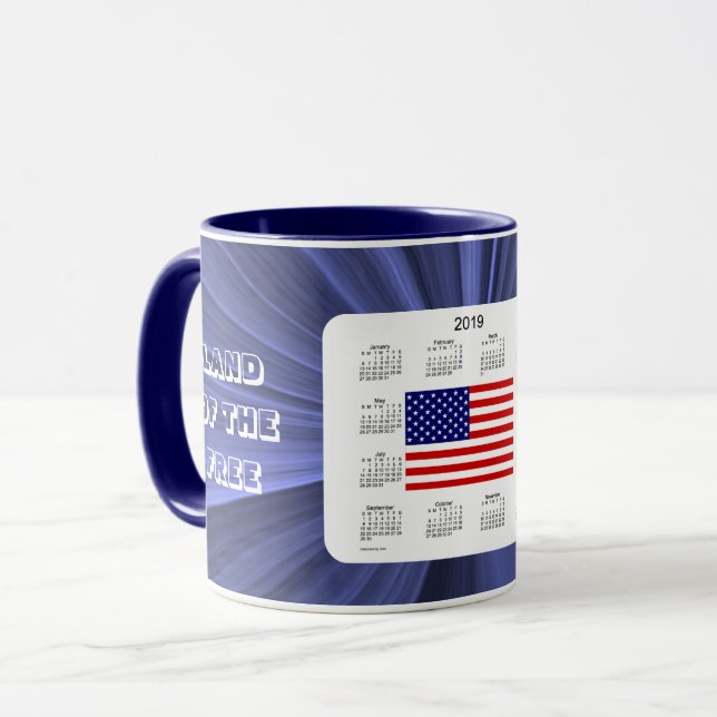 Mug Calendrier de drapeau des 2019 Etats-Unis par la (Devant gauche)