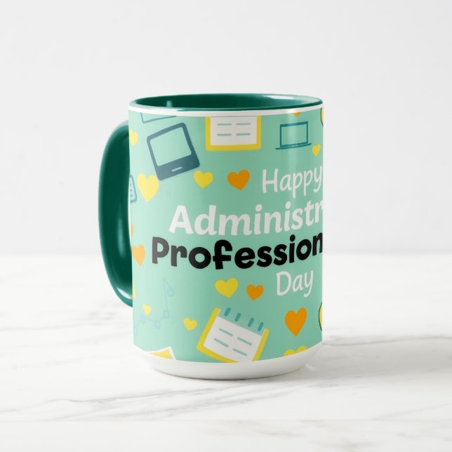 Mug Calendrier de journée d'administrateur ludique cœu (Devant gauche)