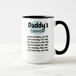 Mug Calendrier de papa - 6 Dates vitales pour tout le