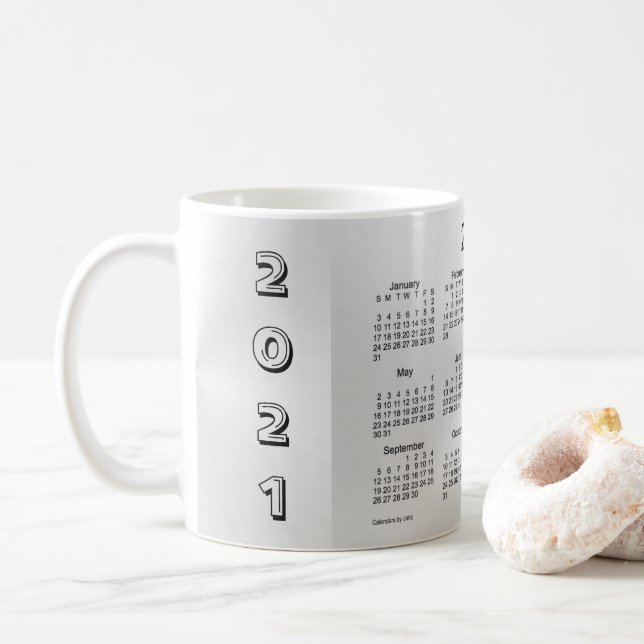 Mug Calendrier du café Shimmer Argent 2021 par Janz (Avec donut)