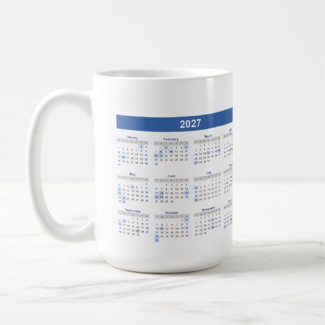 Mug Calendrier mensuel 2027 double face (Gauche)