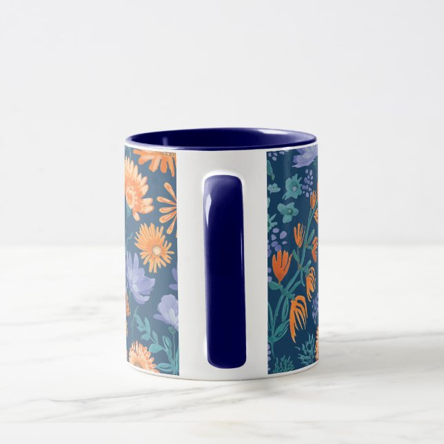 Mug Calendula Peinture à la main Design floral (Poignée)