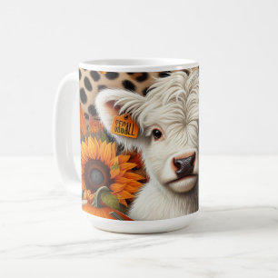 Mug Calf des Highlands blancs parmi les Citrouilles et