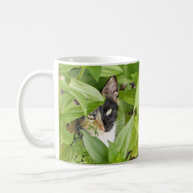 Mug Calico Cat dans les Zinnias (Gauche)